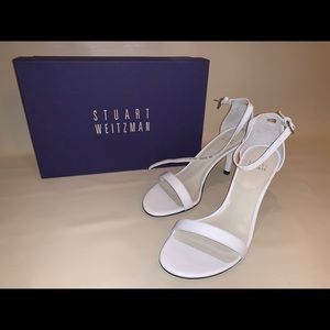 Brand new Stuart Weitzman white ankle strap heels